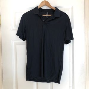 Volcom Navy Blue Button Short Sleeve Polo Shirt